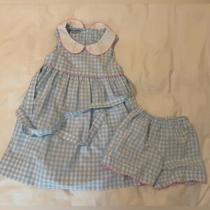 Sweet Dreams Blue and Pink Dress and Bloomer set